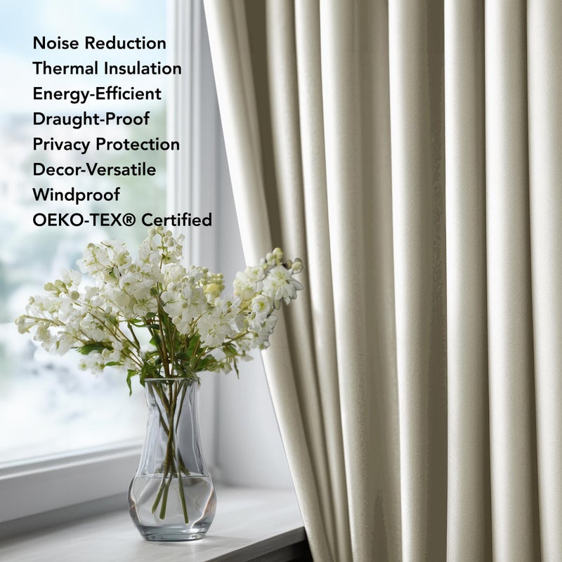 Deconovo Blackout Curtains for Bedroom, Thermal Insulated Room Darkening Grommet Window Drapes, Light Beige, 42W x 63L Inch, Pack of 2 for Living Room & Nursery Privacy Panels - Image 2